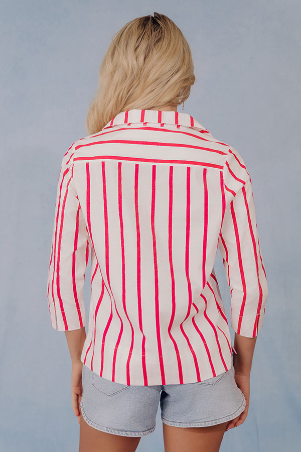Country Club Moment Stripe Top in Raspberry Image - 5