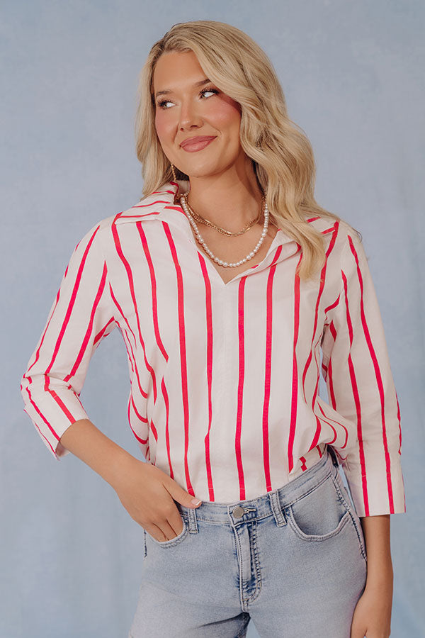 Country Club Moment Stripe Top in Raspberry Image - 1