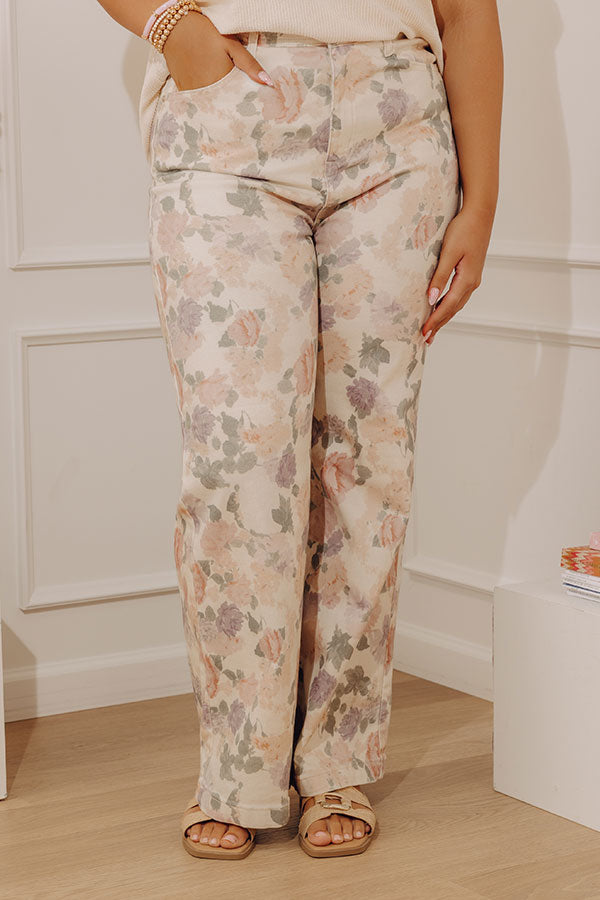 The Joy High Waist Floral Tummy Control Straight Leg Jean Curves Image - 2