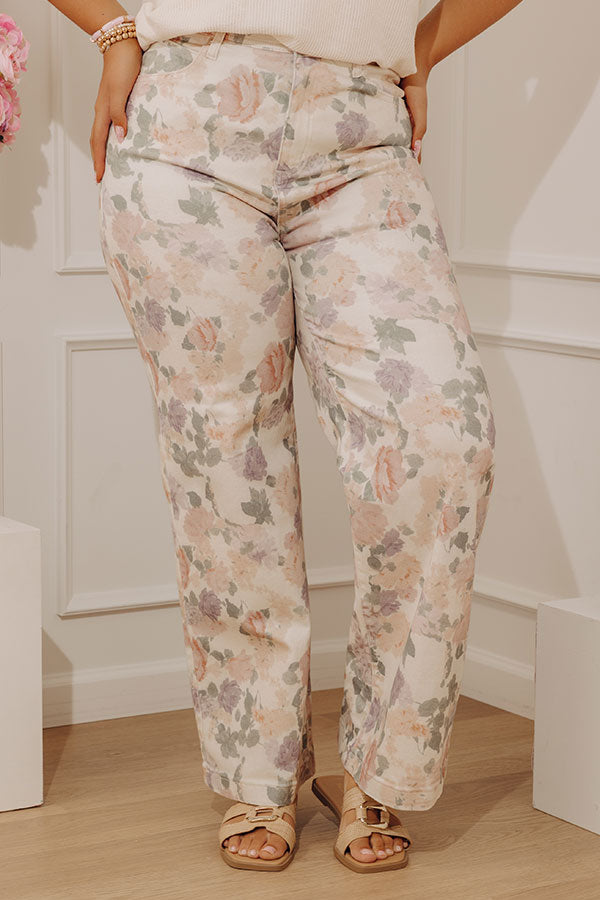 The Joy High Waist Floral Tummy Control Straight Leg Jean Curves Image - 1