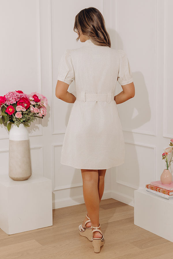 embroidered linen-blend mini dress Ygbgbb Women's Embroidered Linen-Blend Mini Dress, V-Neck Short Sleeve, Casual Fashion Loose Tunic Dress Beige M