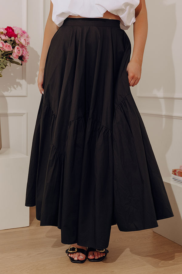 The Giselle High Waist Asymmetrical Tiered Maxi Skirt Image - 2