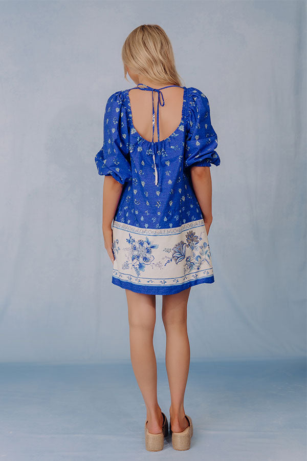 Mediterranean Daydream Floral Mini Dress Image - 3