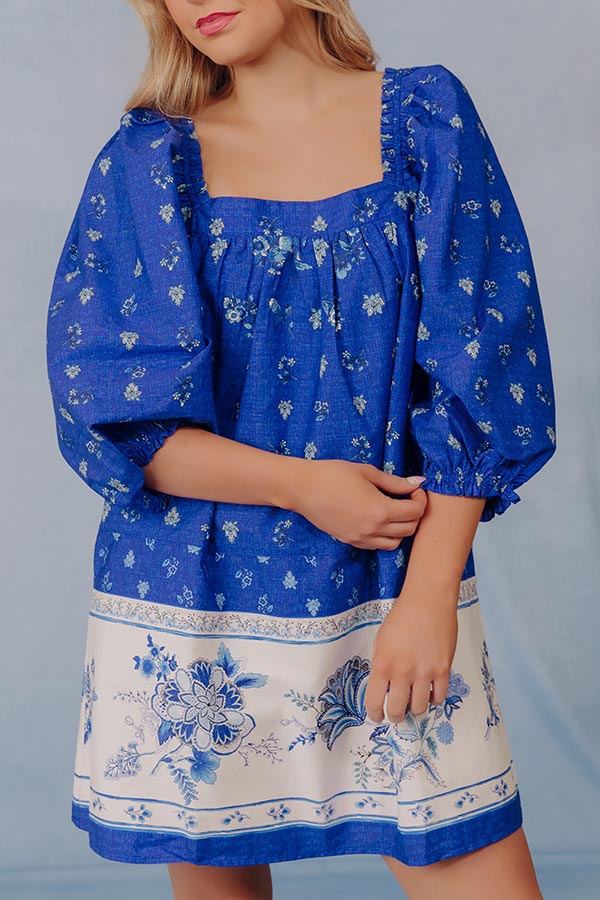 Mediterranean Daydream Floral Mini Dress Image - 5