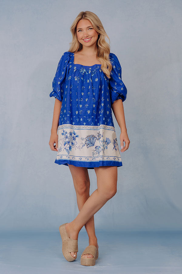 Mediterranean Daydream Floral Mini Dress