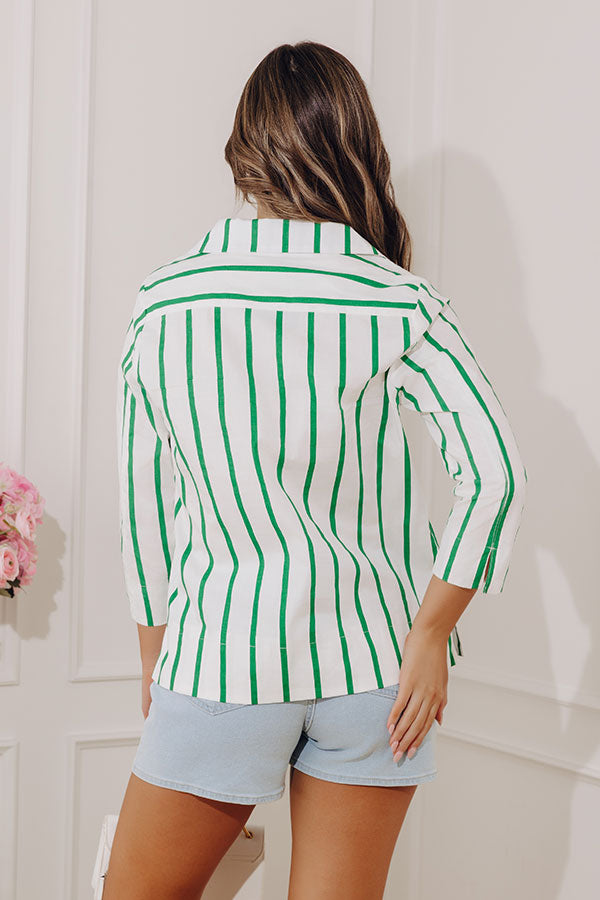 Country Club Moment Stripe Top in Green Image - 4