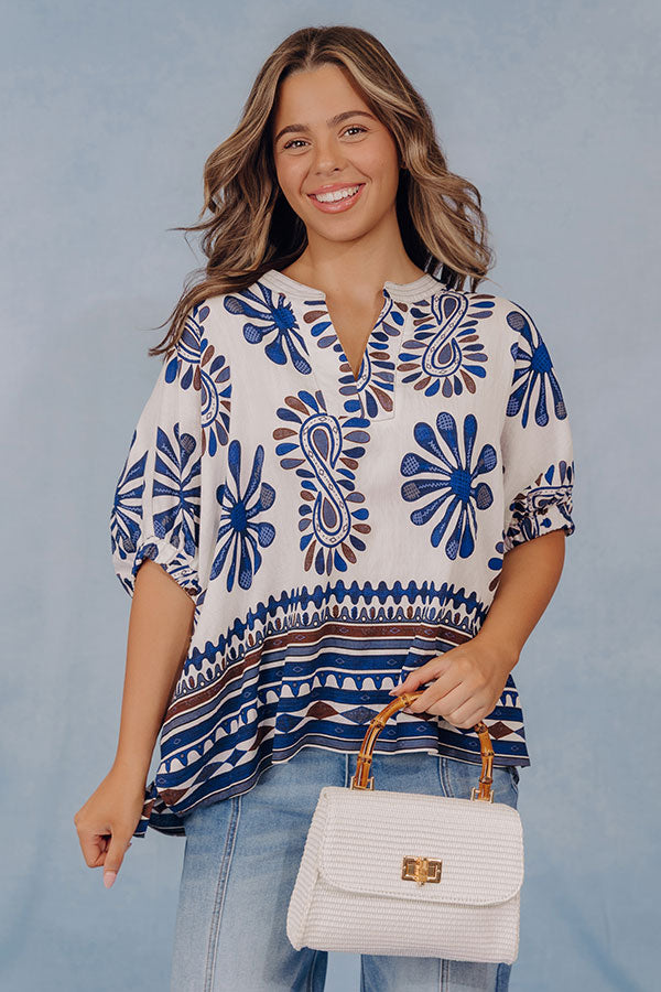 Italian Coastline Floral Dolman Top Image - 1