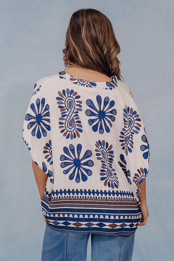 Italian Coastline Floral Dolman Top Image - 4