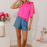 Breakfast At Tiffany's Side Tie Top in Bright Pink Image - 1