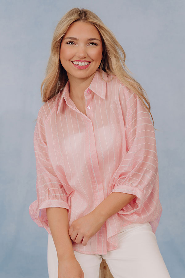Chic Mindset Oversized Stripe Button Up Top
