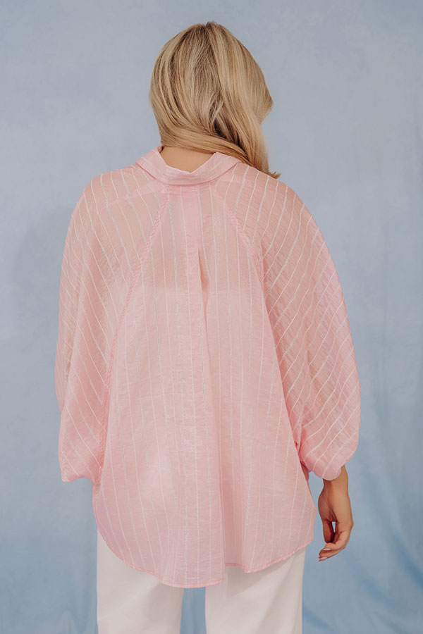 Chic Mindset Oversized Stripe Button Up Top Image - 4
