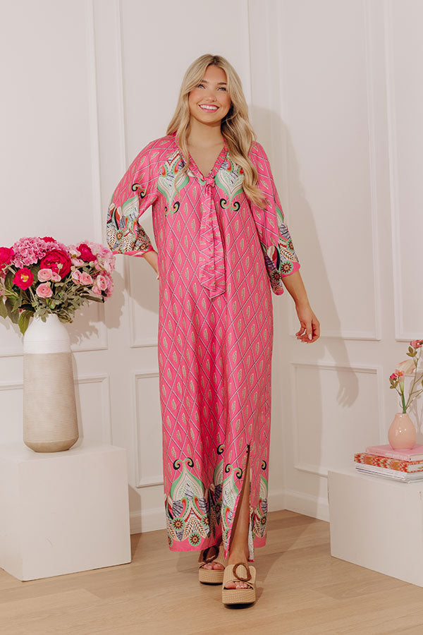 Capri Cabana Satin Maxi Dress in Pink Image - 1