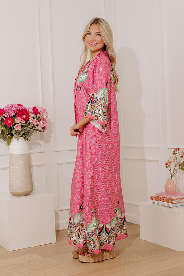 Capri Cabana Satin Maxi Dress in Pink Image - 3