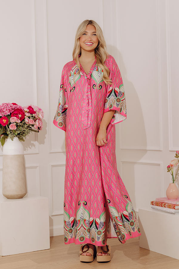 Capri Cabana Satin Maxi Dress in Pink Image - 2