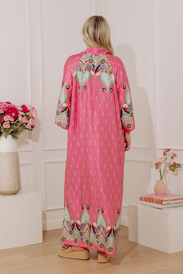 Capri Cabana Satin Maxi Dress in Pink Image - 4