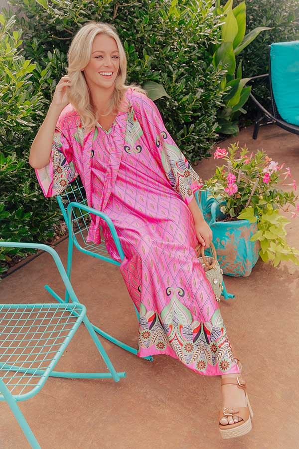 Capri Cabana Satin Maxi Dress in Pink Image - 1