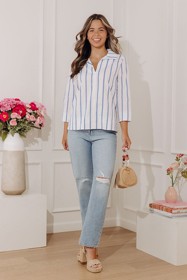 Country Club Moment Stripe Top in Blue Image - 5