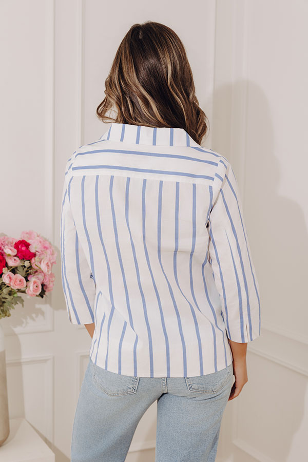Country Club Moment Stripe Top in Blue Image - 3
