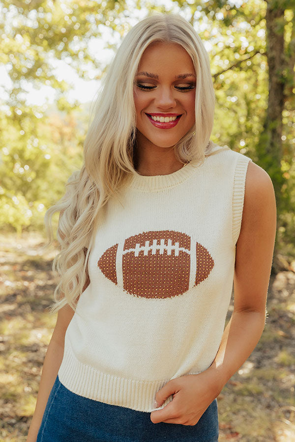 Tailgate Favorite Embellished Knit Vest Top