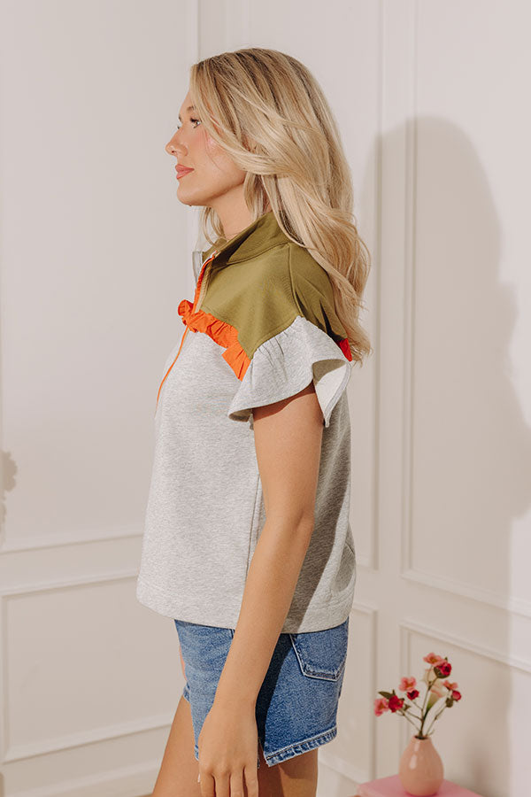 Park Avenue Chic Quarter Zip Color Block Top Image - 2
