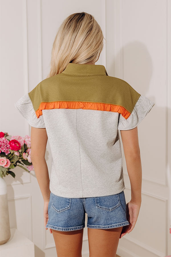 Park Avenue Chic Quarter Zip Color Block Top Image - 3