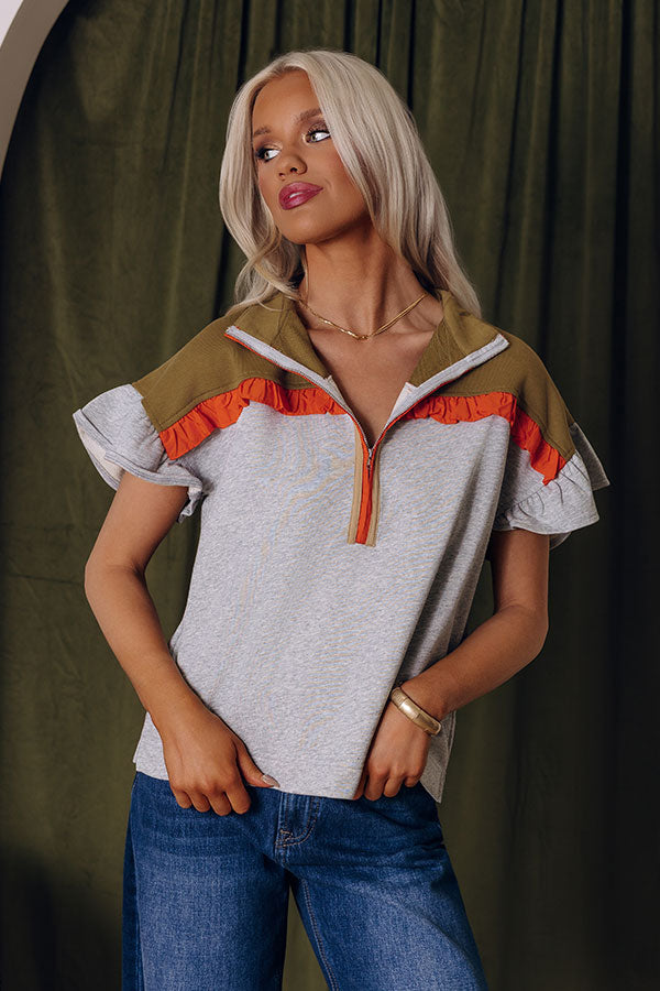 Park Avenue Chic Quarter Zip Color Block Top Image - 1