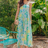 Coastal Mosaic Floral Midi Dress Image - 1