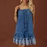 Positano Party Embroidered Denim Mini Dress Image - 1