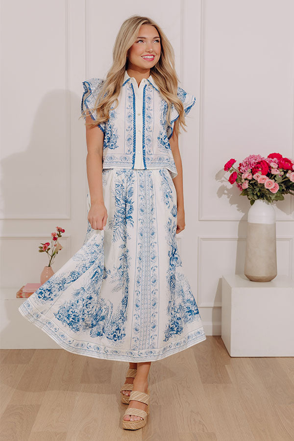 Kensington Garden High Waist Floral Midi Skirt Image - 1