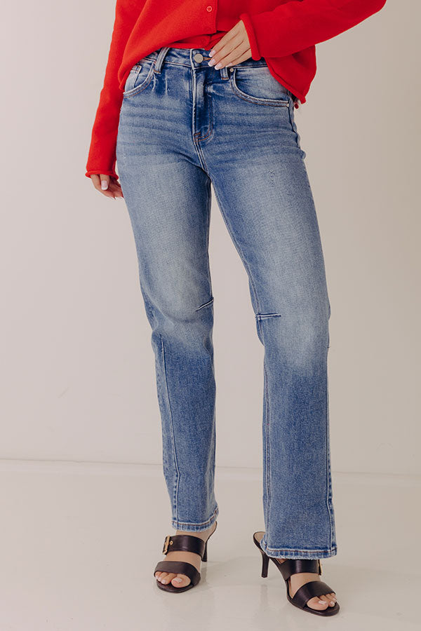 RISEN Kristy High Waist Straight Leg Jean in Medium Wash Image - 1