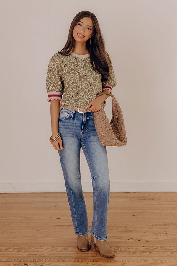 RISEN Kristy High Waist Straight Leg Jean in Medium Wash Image - 1