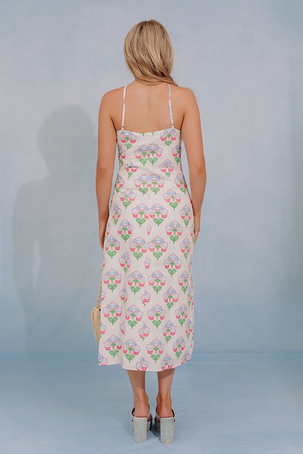 Botanical Charm Floral Midi Dress Image - 5