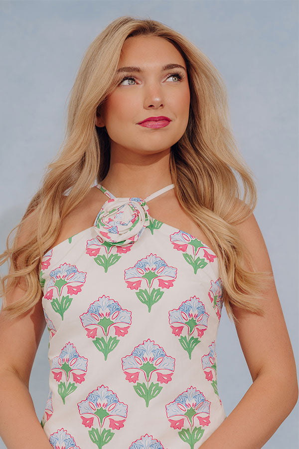 Botanical Charm Floral Midi Dress Image - 2