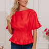 Elite Elegance Pleated Top in Red Image - 1