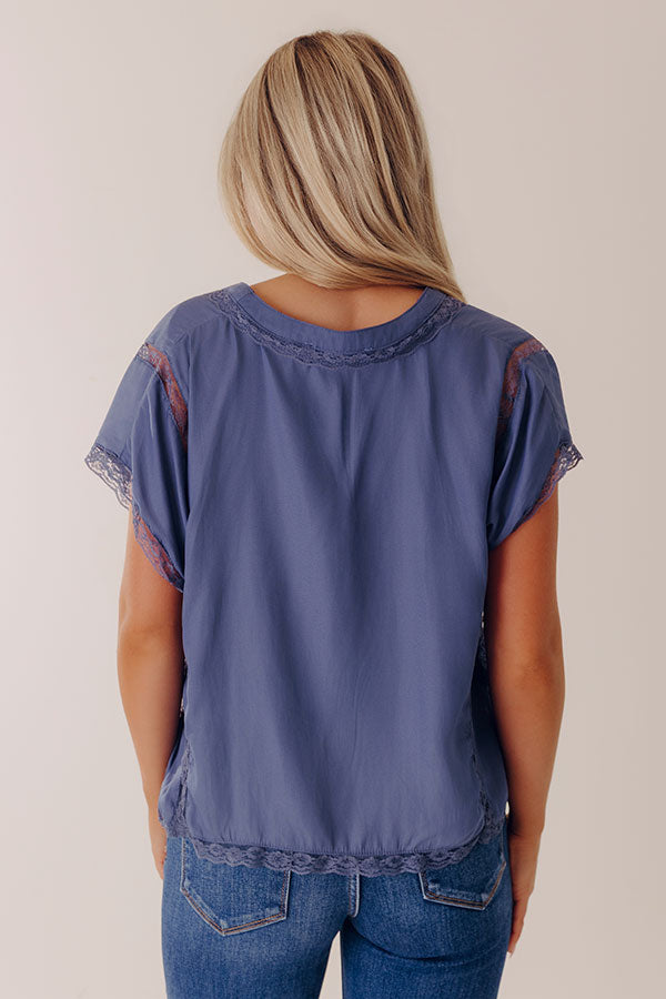 Femme Fatale Satin Lace Trim Top in Riverside Image - 4