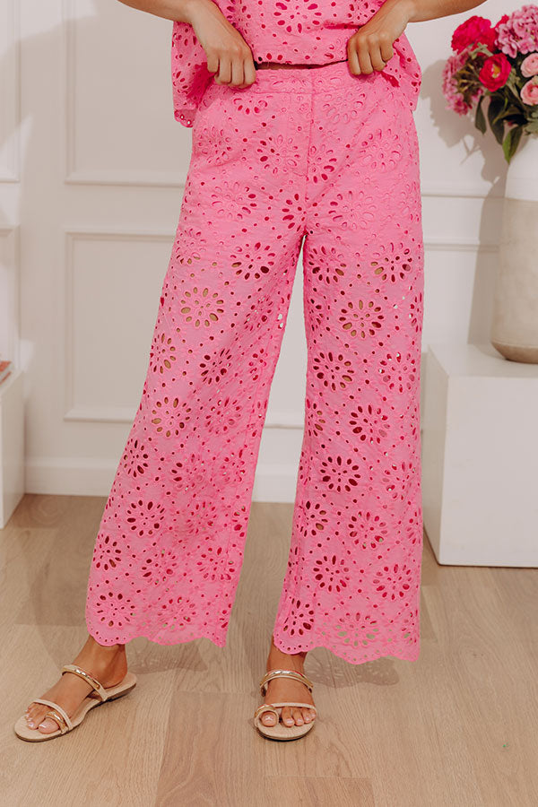 Petal Lane High Waist Wide Leg Eyelet Pants Image - 3