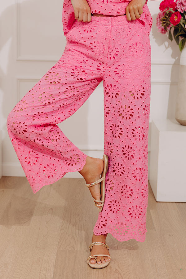 Petal Lane High Waist Wide Leg Eyelet Pants Image - 2