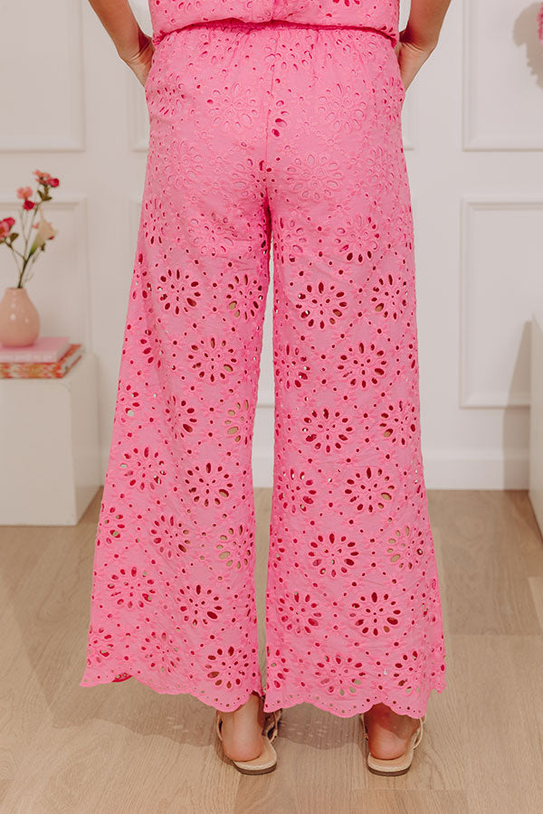 Petal Lane High Waist Wide Leg Eyelet Pants Image - 5
