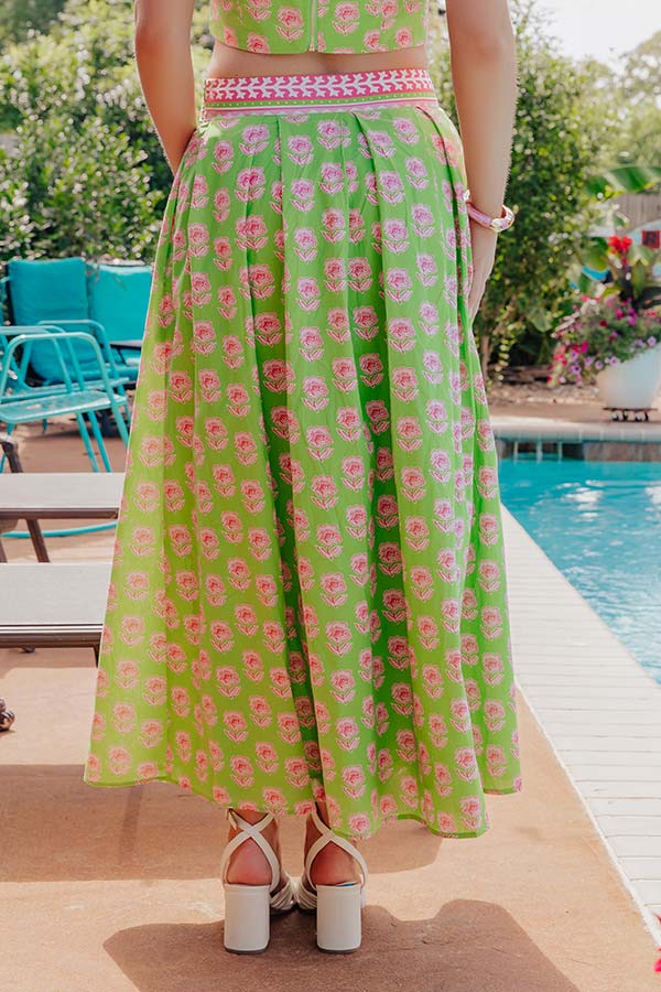 Garden Society High Waist Floral Midi Skirt Image - 5