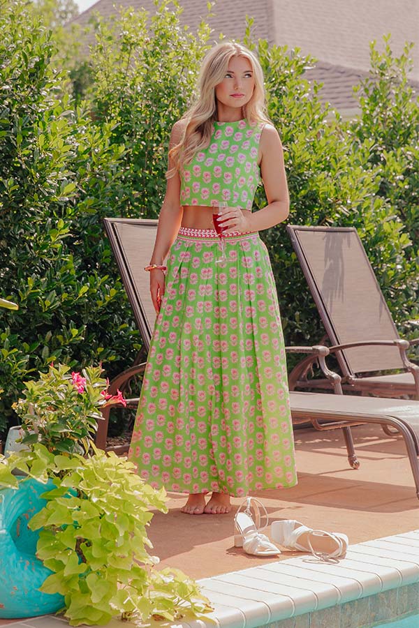 Garden Society High Waist Floral Midi Skirt Image - 1