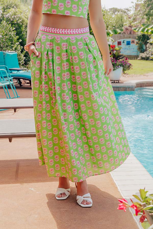 Garden Society High Waist Floral Midi Skirt Image - 2