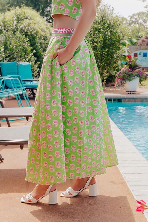 Garden Society High Waist Floral Midi Skirt Image - 4