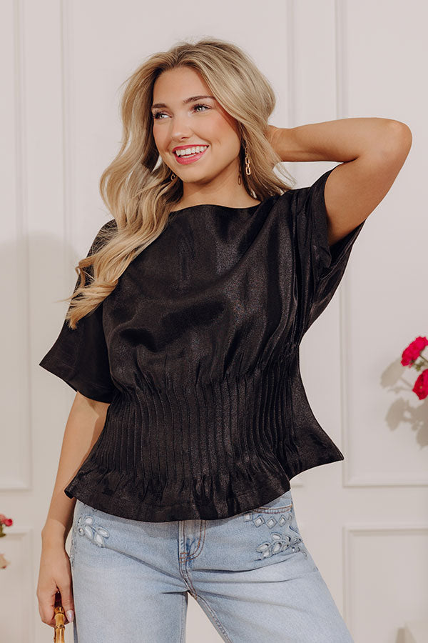 Elite Elegance Pleated Top in Black Image - 1