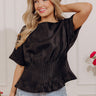 Elite Elegance Pleated Top in Black Image - 1