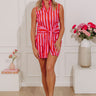 Lakeside Bliss Stripe Front Tie Mini Dress in Violet Image - 1