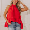 For The Frills Ruffle Top in Red Image - 1