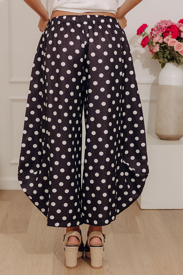 The Rowena Midrise Polka Dot Barrel Leg Pants in Black Image - 4