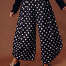 The Rowena Midrise Polka Dot Barrel Leg Pants in Black Image - 1