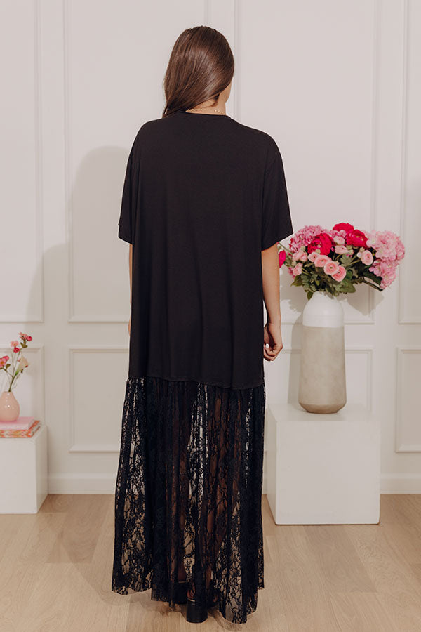 Paris After Midnight Mixed Media Lace Maxi Dress Image - 4