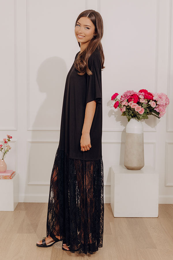 Paris After Midnight Mixed Media Lace Maxi Dress Image - 3